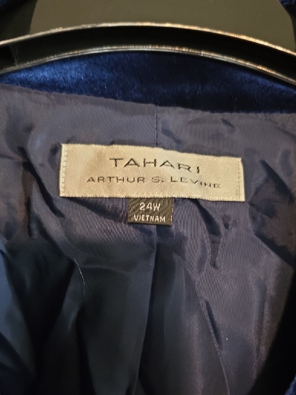 Talbots Navy Blue Velvet Open-Front Blazer - Picture 2 of 3